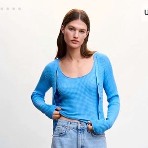 NWOT Mango blue cardigan set